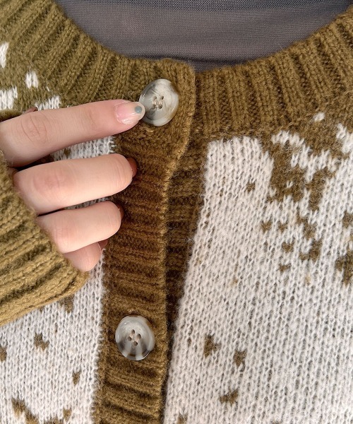 Bab（バブ）の「モヘアタッチジャガードニットカーディガン（カーディガン/ボレロ・レディース・ブラウン/アイボリー/オリーブ・FREE）」の9枚目の写真