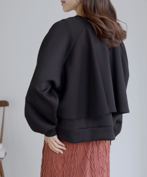 HER CLOSET(ハークローゼット)の「【shemoshelly】ライトダンボールバックフレアプルオーバー(Tシャツ/カットソー・レディース・ブラック/パープル/ブラウン/グリーン/グレイッシュベージュ・M)」の15枚目の写真