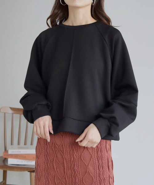 HER CLOSET(ハークローゼット)の「【shemoshelly】ライトダンボールバックフレアプルオーバー(Tシャツ/カットソー・レディース・ブラック/パープル/ブラウン/グリーン/グレイッシュベージュ・M)」の16枚目の写真