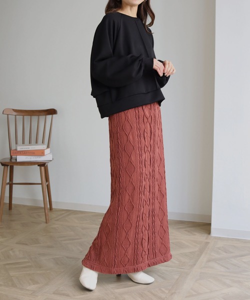 HER CLOSET(ハークローゼット)の「【shemoshelly】ライトダンボールバックフレアプルオーバー(Tシャツ/カットソー・レディース・ブラック/パープル/ブラウン/グリーン/グレイッシュベージュ・M)」の18枚目の写真