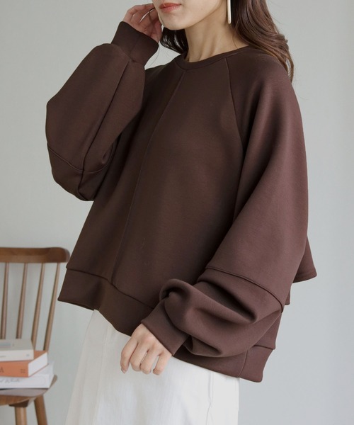 HER CLOSET(ハークローゼット)の「【shemoshelly】ライトダンボールバックフレアプルオーバー(Tシャツ/カットソー・レディース・ブラック/パープル/ブラウン/グリーン/グレイッシュベージュ・M)」の20枚目の写真
