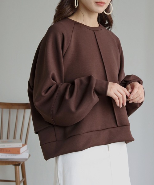 HER CLOSET(ハークローゼット)の「【shemoshelly】ライトダンボールバックフレアプルオーバー(Tシャツ/カットソー・レディース・ブラック/パープル/ブラウン/グリーン/グレイッシュベージュ・M)」の21枚目の写真