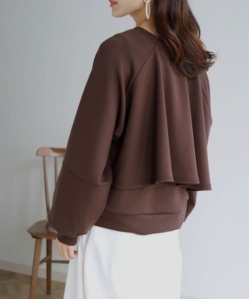 HER CLOSET(ハークローゼット)の「【shemoshelly】ライトダンボールバックフレアプルオーバー(Tシャツ/カットソー・レディース・ブラック/パープル/ブラウン/グリーン/グレイッシュベージュ・M)」の22枚目の写真