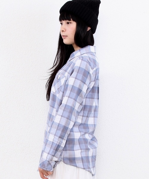 coen（コーエン）の「ライトヘリンボーンチェック柄シャツ（シャツ/ブラウス・レディース・ライトグレー/ライトブルー/イエロー/ライトピンク・MEDIUM/LARGE）」の5枚目の写真