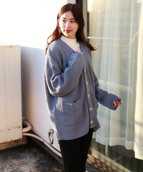 片畦オーバーサイズカーディガン セールWEB限定 7G 片畦 オーバーサイズ Vカーディガン（カーディガン