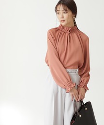 N.(N. Natural Beauty Basic) | ◆ガルーダドビーギャザーフリルネックブラウス(シャツ/ブラウス)