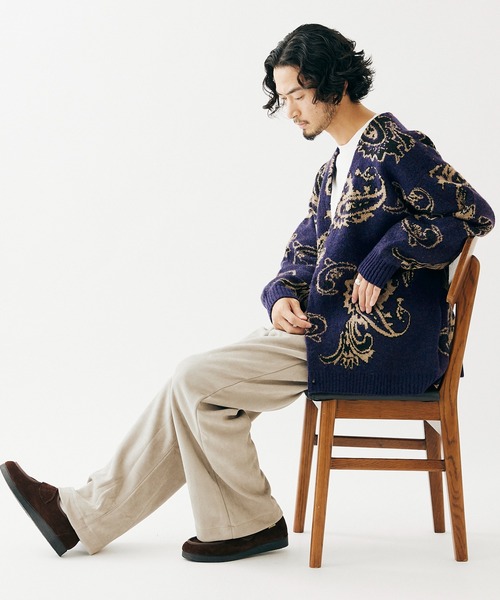 JOURNAL STANDARD（ジャーナルスタンダード）の「レトロ ジャガードニット カーディガン（カーディガン/ボレロ・メンズ・ブラック系その他/マスタード/ブラック/ライトグリーン/パープル/レッド・X-LARGE/LARGE/MEDIUM）」の5枚目の写真