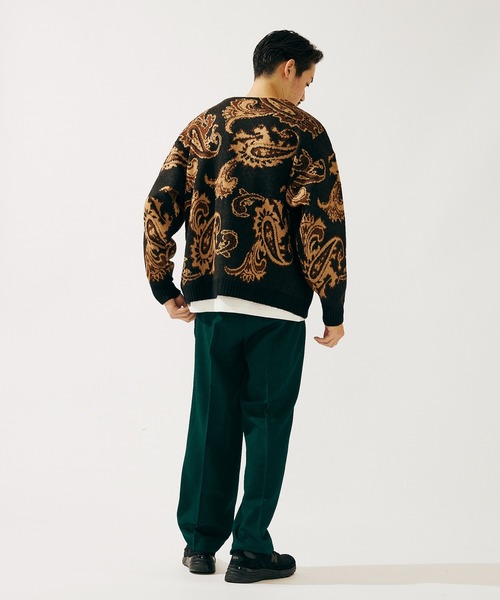 JOURNAL STANDARD（ジャーナルスタンダード）の「レトロ ジャガードニット カーディガン（カーディガン/ボレロ・メンズ・ブラック系その他/マスタード/ブラック/ライトグリーン/パープル/レッド・X-LARGE/LARGE/MEDIUM）」の8枚目の写真