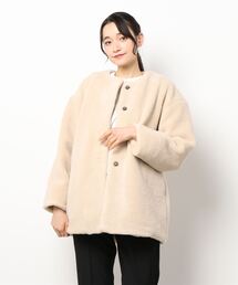 Samansa Mos2 | ミドル丈ボアコート(ノーカラーコート)