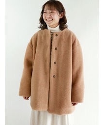 Samansa Mos2 | ミドル丈ボアコート(ノーカラーコート)