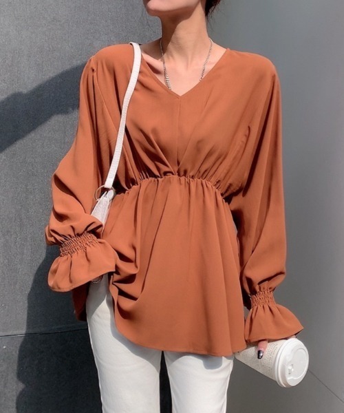 Diosfront（ディオスフロント）の「ドロップスリーブVネックフレアブラウス（シャツ/ブラウス・レディース・ホワイト/ブラック/グレー/ネイビー/ブラウン・FREE）」の21枚目の写真