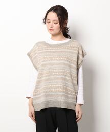 Samansa Mos2 | ジャカード前後着ニットベスト(ベスト)