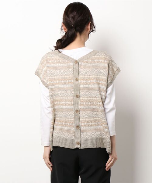 Samansa Mos2（サマンサ モスモス）の「ジャカード前後着ニットベスト（ベスト・レディース・ブラック/ベージュ/マスタード・ﾌﾘ-）」の5枚目の写真