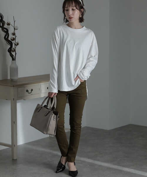 ElegChic(エレグシック)の「フロントジッパーツイルスキニーパンツ(チノパンツ・レディース・チャコールグレー/ブラック/ベージュ/カーキ/ライトベージュ/オフホワイト・3L/4L/L/XL/M)」の6枚目の写真