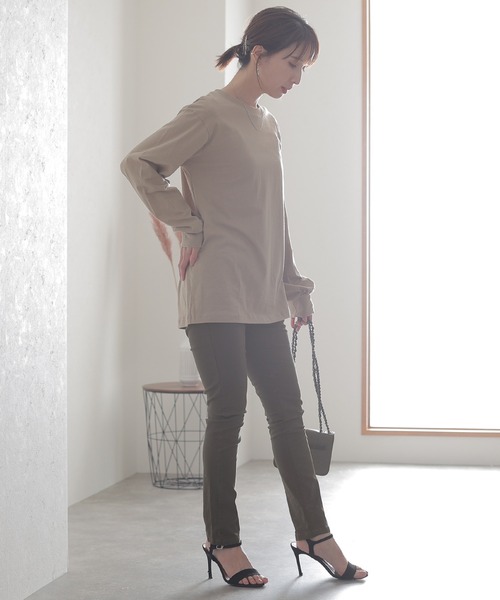 ElegChic(エレグシック)の「フロントジッパーツイルスキニーパンツ(チノパンツ・レディース・チャコールグレー/ブラック/ベージュ/カーキ/ライトベージュ/オフホワイト・3L/4L/L/XL/M)」の4枚目の写真