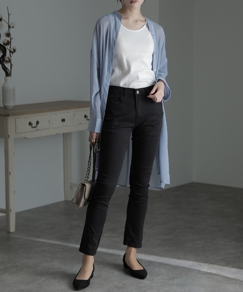 ElegChic(エレグシック)の「フロントジッパーツイルスキニーパンツ(チノパンツ・レディース・チャコールグレー/ブラック/ベージュ/カーキ/ライトベージュ/オフホワイト・3L/4L/L/XL/M)」の3枚目の写真