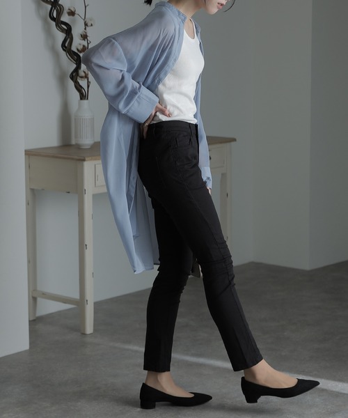 ElegChic(エレグシック)の「フロントジッパーツイルスキニーパンツ(チノパンツ・レディース・チャコールグレー/ブラック/ベージュ/カーキ/ライトベージュ/オフホワイト・3L/4L/L/XL/M)」の7枚目の写真