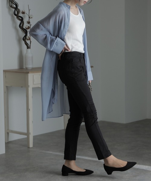 ElegChic(エレグシック)の「フロントジッパーツイルスキニーパンツ(チノパンツ・レディース・チャコールグレー/ブラック/ベージュ/カーキ/ライトベージュ/オフホワイト・3L/4L/L/XL/M)」の9枚目の写真