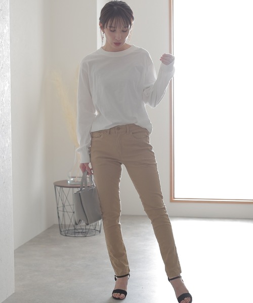 ElegChic(エレグシック)の「フロントジッパーツイルスキニーパンツ(チノパンツ・レディース・チャコールグレー/ブラック/ベージュ/カーキ/ライトベージュ/オフホワイト・3L/4L/L/XL/M)」の10枚目の写真