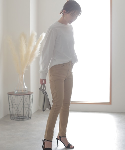 ElegChic(エレグシック)の「フロントジッパーツイルスキニーパンツ(チノパンツ・レディース・チャコールグレー/ブラック/ベージュ/カーキ/ライトベージュ/オフホワイト・3L/4L/L/XL/M)」の11枚目の写真
