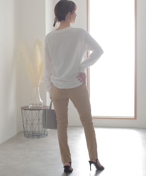 ElegChic(エレグシック)の「フロントジッパーツイルスキニーパンツ(チノパンツ・レディース・チャコールグレー/ブラック/ベージュ/カーキ/ライトベージュ/オフホワイト・3L/4L/L/XL/M)」の12枚目の写真