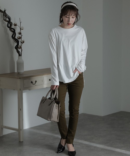 ElegChic(エレグシック)の「フロントジッパーツイルスキニーパンツ(チノパンツ・レディース・チャコールグレー/ブラック/ベージュ/カーキ/ライトベージュ/オフホワイト・3L/4L/L/XL/M)」の14枚目の写真