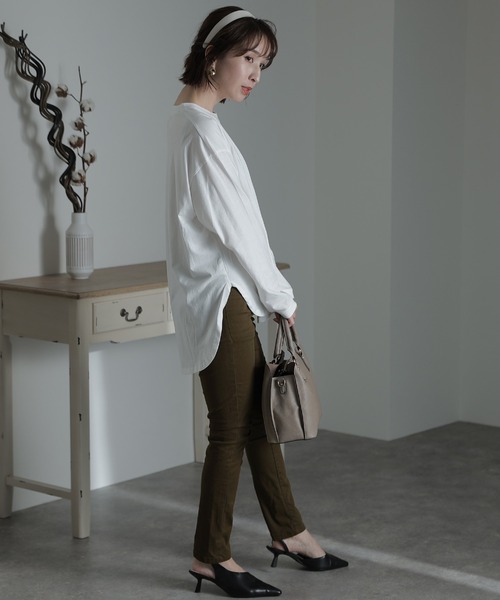 ElegChic(エレグシック)の「フロントジッパーツイルスキニーパンツ(チノパンツ・レディース・チャコールグレー/ブラック/ベージュ/カーキ/ライトベージュ/オフホワイト・3L/4L/L/XL/M)」の15枚目の写真