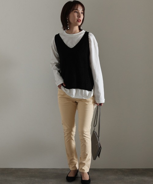 ElegChic(エレグシック)の「フロントジッパーツイルスキニーパンツ(チノパンツ・レディース・チャコールグレー/ブラック/ベージュ/カーキ/ライトベージュ/オフホワイト・3L/4L/L/XL/M)」の18枚目の写真