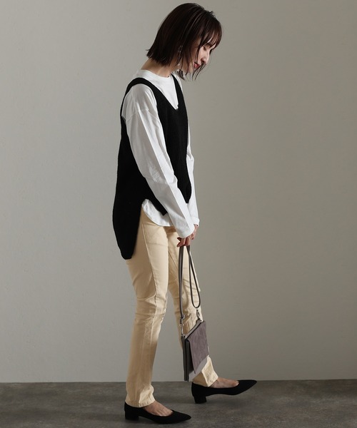 ElegChic(エレグシック)の「フロントジッパーツイルスキニーパンツ(チノパンツ・レディース・チャコールグレー/ブラック/ベージュ/カーキ/ライトベージュ/オフホワイト・3L/4L/L/XL/M)」の19枚目の写真
