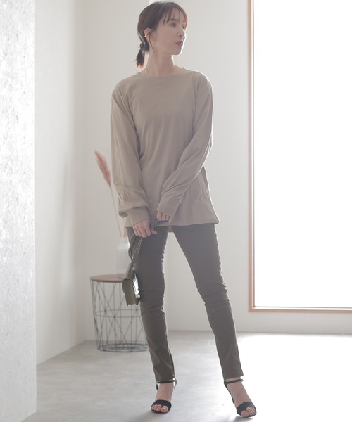 ElegChic(エレグシック)の「フロントジッパーツイルスキニーパンツ(チノパンツ・レディース・チャコールグレー/ブラック/ベージュ/カーキ/ライトベージュ/オフホワイト・3L/4L/L/XL/M)」の22枚目の写真