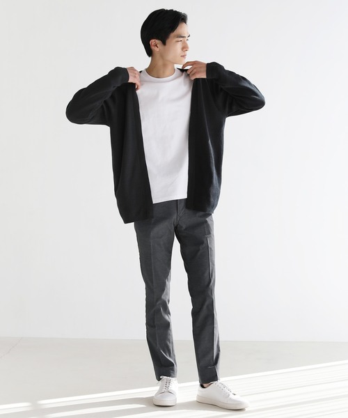 抗菌防臭ミラノリブ編みウォッシャブルボタンレスカーディガン