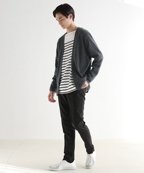 抗菌防臭ミラノリブ編みウォッシャブルボタンレスカーディガン