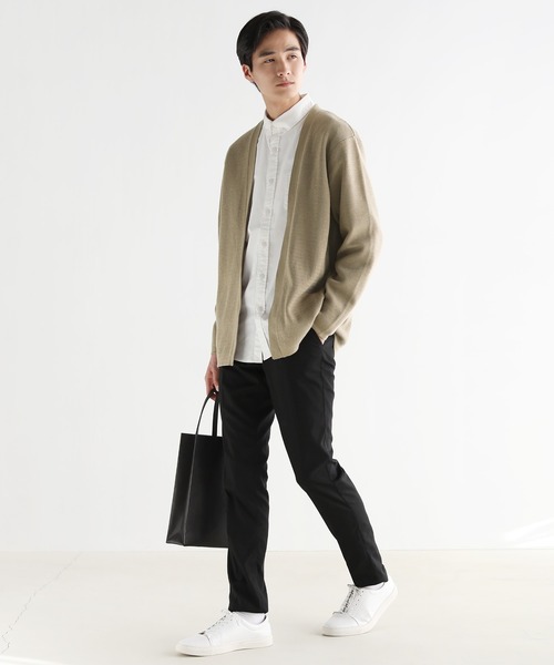 抗菌防臭ミラノリブ編みウォッシャブルボタンレスカーディガン