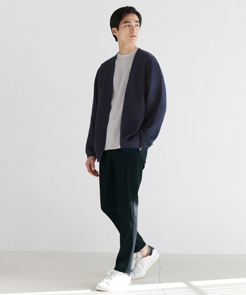 抗菌防臭ミラノリブ編みウォッシャブルボタンレスカーディガン