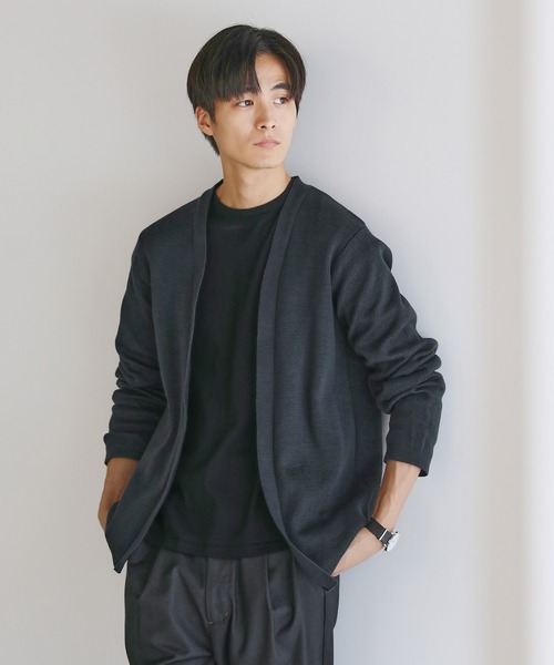 希少 ワイズ 上質 レーヨン リネン ボタンレス デザイン カーディガン 3 一部追加予約》quaranciel:〈接触冷感〉 ワイド Vネック ハーフ