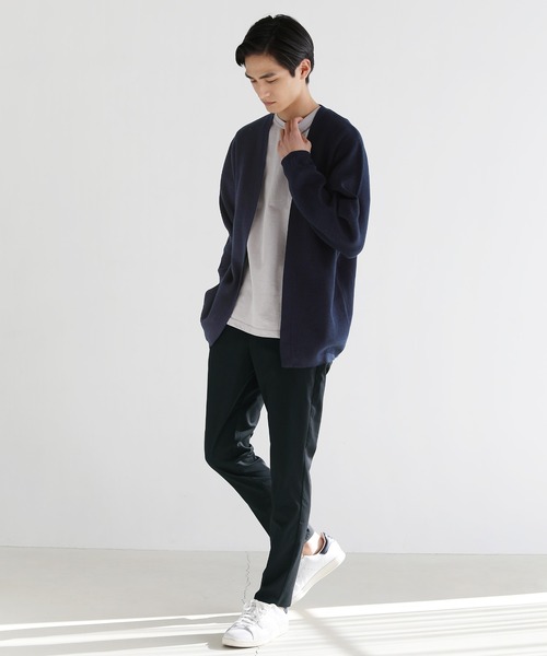 抗菌防臭ミラノリブ編みウォッシャブルボタンレスカーディガン