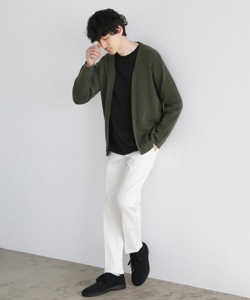 SPU(スプ)の「【洗える】抗菌防臭ミラノリブ編みウォッシャブルボタンレスカーディガン(カーディガン/ボレロ・メンズ・ブラック/ベージュ/ネイビー/サックスブルー/チャコール/オリーブ/モカ/グレー・S/M/L/XL)」の19枚目の写真