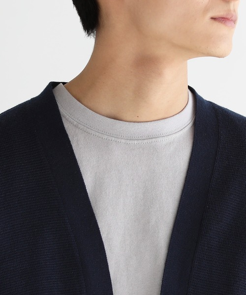 SPU(スプ)の「【洗える】抗菌防臭ミラノリブ編みウォッシャブルボタンレスカーディガン(カーディガン/ボレロ・メンズ・ブラック/ベージュ/ネイビー/サックスブルー/チャコール/オリーブ/モカ/グレー・S/M/L/XL)」の14枚目の写真