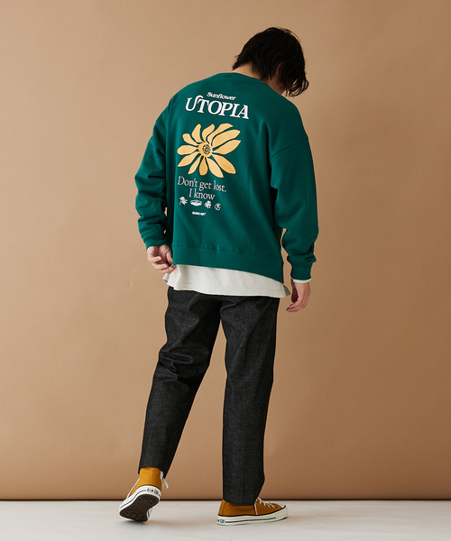JOURNAL STANDARD（ジャーナルスタンダード）の「【MISHIMA MART/ミシママート】ユートピア クルーネック スウェット（スウェット・メンズ・イエロー/パープル/ホワイト/ブルー系その他/ネイビー/グリーン・MEDIUM/LARGE）」の2枚目の写真