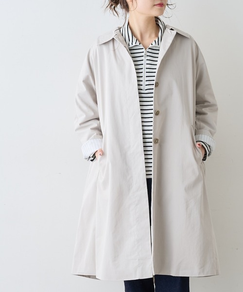 PUAL CE CIN（ピュアルセシン）の「綿ナイロンステンカラーコート（ステンカラーコート・レディース・ベージュ/グレー/ライトベージュ・FREE）」の3枚目の写真