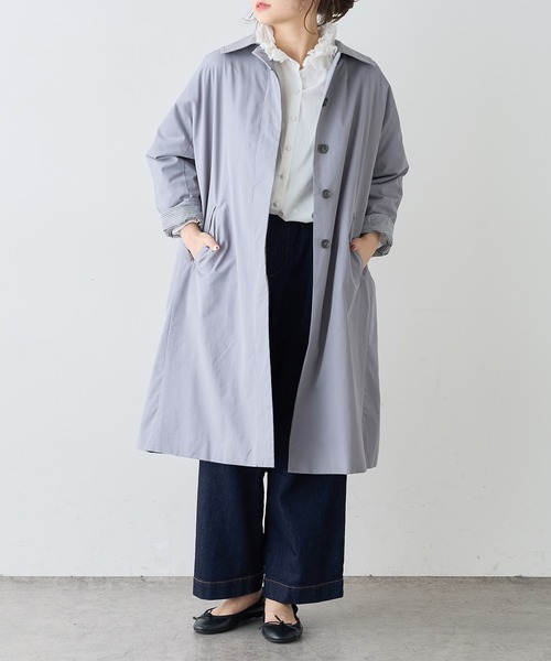 PUAL CE CIN（ピュアルセシン）の「綿ナイロンステンカラーコート（ステンカラーコート・レディース・ベージュ/グレー/ライトベージュ・FREE）」の4枚目の写真
