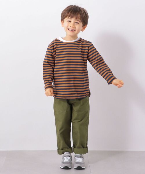 SHIPS any(シップス エニィ)の「SHIPS any: ラウンドヘム ボーダー 八分袖 Tシャツ<KIDS>◇(Tシャツ/カットソー・キッズ・ブラウン/ブルー/レッド・S(110-120)/M(125-135)/L(140-150))」の15枚目の写真