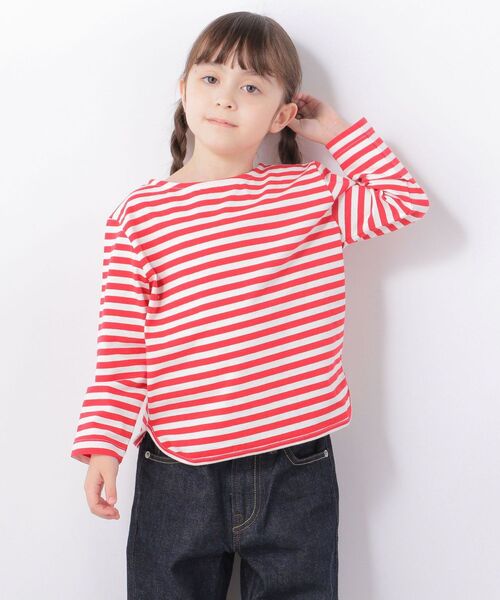 SHIPS any(シップス エニィ)の「SHIPS any: ラウンドヘム ボーダー 八分袖 Tシャツ<KIDS>◇(Tシャツ/カットソー・キッズ・ブラウン/ブルー/レッド・S(110-120)/M(125-135)/L(140-150))」の21枚目の写真