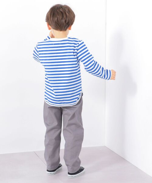 SHIPS any(シップス エニィ)の「SHIPS any: ラウンドヘム ボーダー 八分袖 Tシャツ<KIDS>◇(Tシャツ/カットソー・キッズ・ブラウン/ブルー/レッド・S(110-120)/M(125-135)/L(140-150))」の8枚目の写真