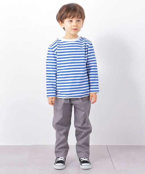 SHIPS any(シップス エニィ)の「SHIPS any: ラウンドヘム ボーダー 八分袖 Tシャツ<KIDS>◇(Tシャツ/カットソー・キッズ・ブラウン/ブルー/レッド・S(110-120)/M(125-135)/L(140-150))」の11枚目の写真