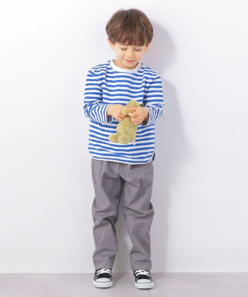 SHIPS any(シップス エニィ)の「SHIPS any: ラウンドヘム ボーダー 八分袖 Tシャツ<KIDS>◇(Tシャツ/カットソー・キッズ・ブラウン/ブルー/レッド・S(110-120)/M(125-135)/L(140-150))」の16枚目の写真