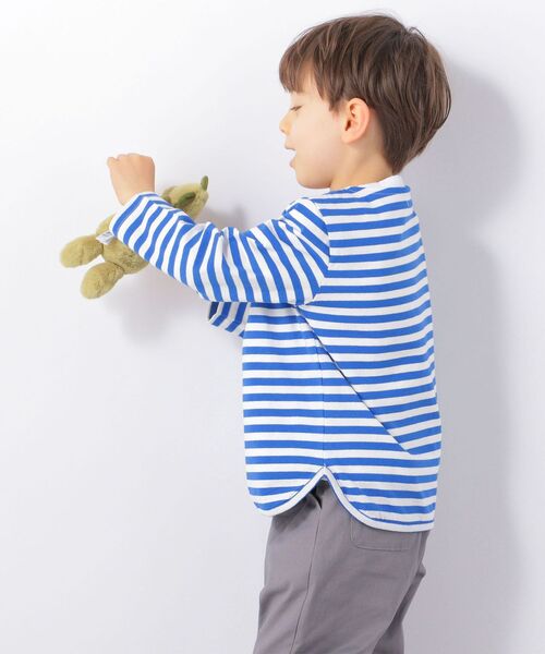 SHIPS any(シップス エニィ)の「SHIPS any: ラウンドヘム ボーダー 八分袖 Tシャツ<KIDS>◇(Tシャツ/カットソー・キッズ・ブラウン/ブルー/レッド・S(110-120)/M(125-135)/L(140-150))」の19枚目の写真