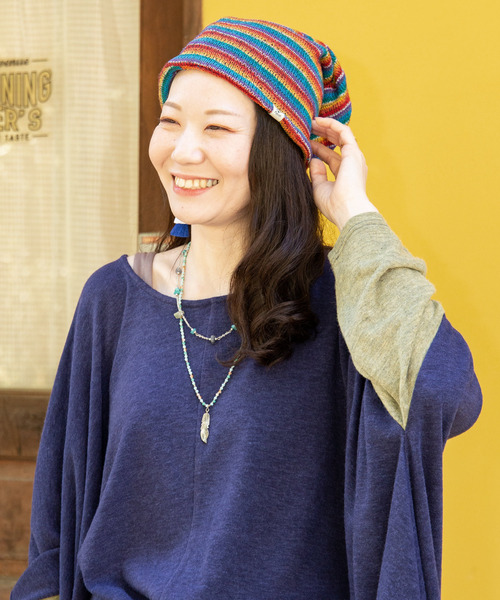 チャイハネ（チャイハネ）の「【チャイハネ】マジカルWAYキャップ（ニットキャップ/ビーニー・メンズ・ブルー/オレンジ/パープル/ターコイズブルー/ホワイト/ブラック/ピンク/スカイブルー/レインボー/ブラウン/レッド系その他/グリーン系その他・FREE）」の22枚目の写真