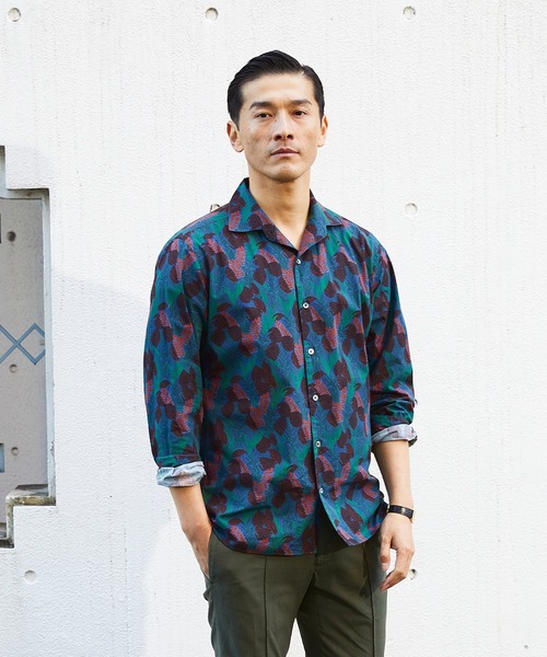 美品✨エストネーション ホリゾンタルカラー リネン100 Sサイズ 花柄 ESTNATION（エストネーション）の「ESTNATION / ボタニカル