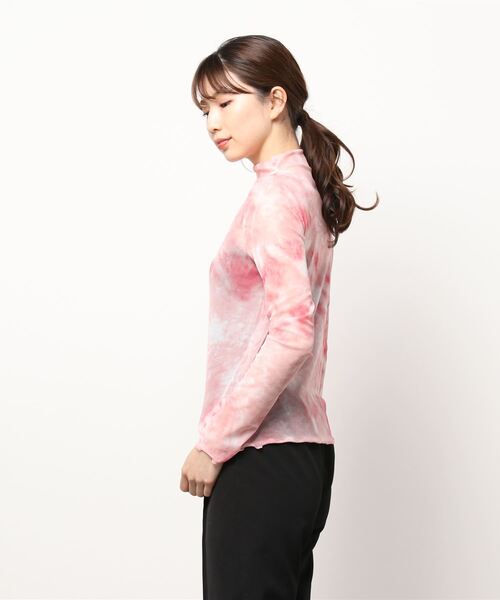 acro（アクロ）の「タイダイプリントシアーハイネックトップス/AC1329（シャツ/ブラウス・レディース・ピンク/グリーン/ブルー・ﾌﾘ-）」の4枚目の写真